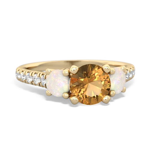 Citrine Genuine Citrine with Genuine Opal and Genuine Pink Tourmaline Pave Trellis ring Ring