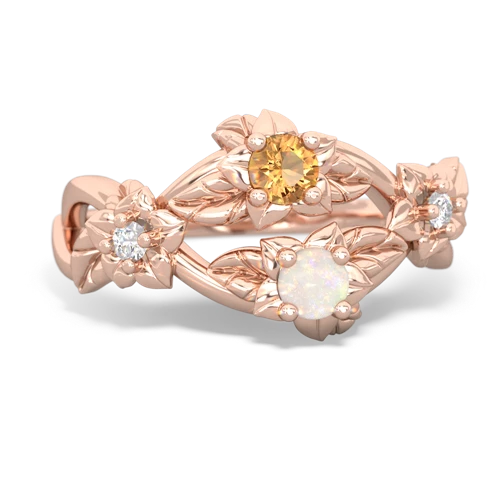 Citrine Genuine Citrine with Genuine Opal Sparkling Bouquet ring Ring
