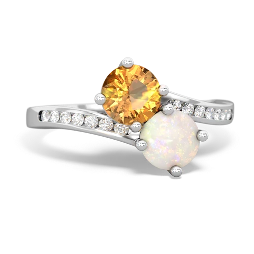 citrine-opal two stone channel ring