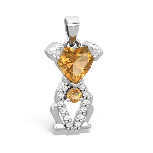 citrine birthstone puppy pendant