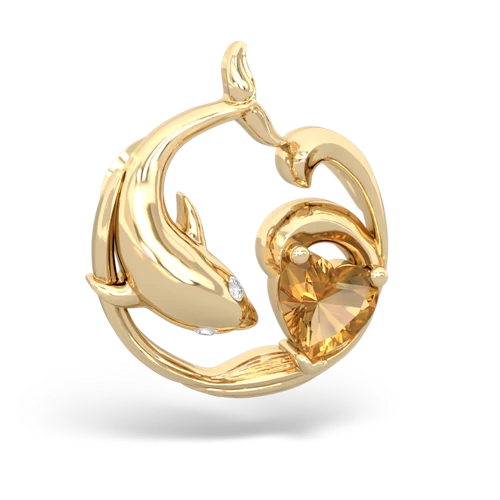 citrine dolphin heart pendant