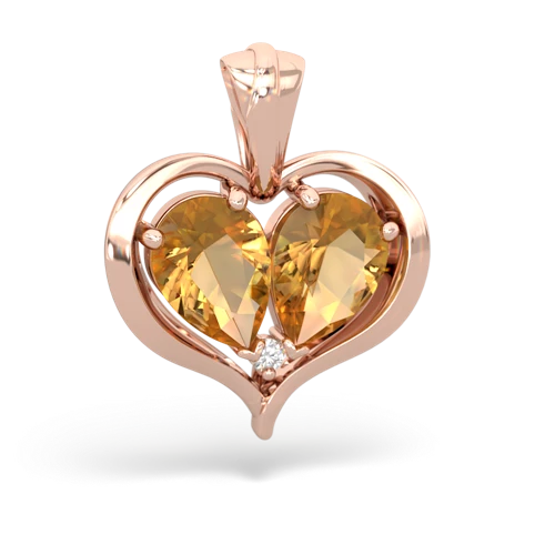 citrine half heart whole pendant