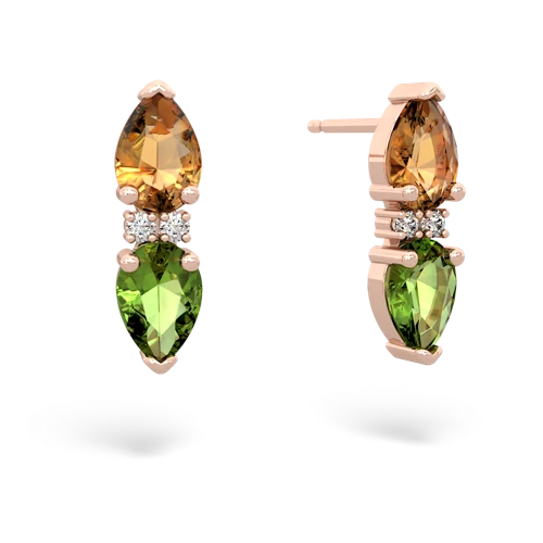 citrine-peridot bowtie earrings