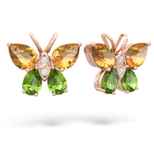 citrine-peridot butterfly earrings