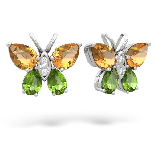 citrine-peridot butterfly earrings