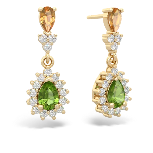 citrine-peridot dangle earrings