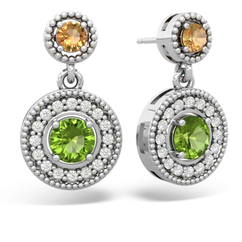 citrine-peridot halo earrings