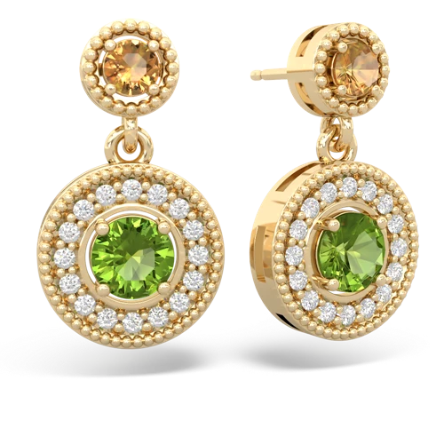 citrine-peridot halo earrings