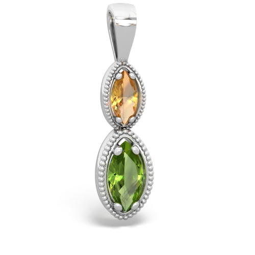 citrine-peridot antique milgrain pendant
