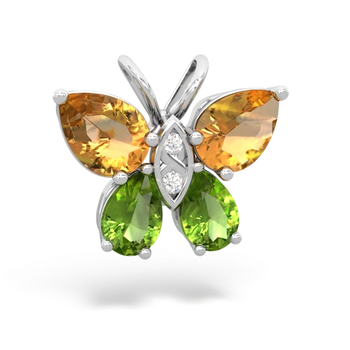 citrine-peridot butterfly pendant