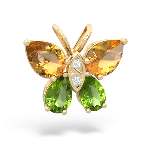 citrine-peridot butterfly pendant