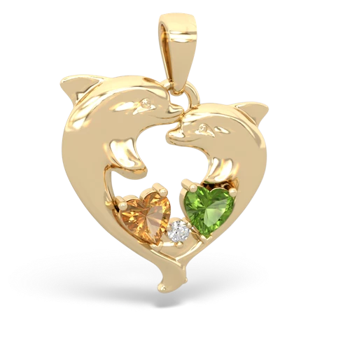 citrine-peridot dolphins pendant