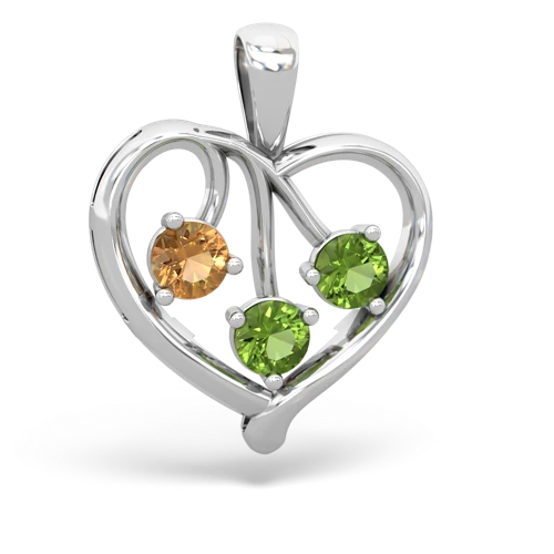Citrine Genuine Citrine with Genuine Peridot and Genuine Opal Glowing Heart pendant Pendant