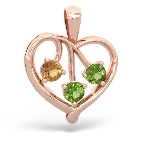 citrine-peridot love heart pendant