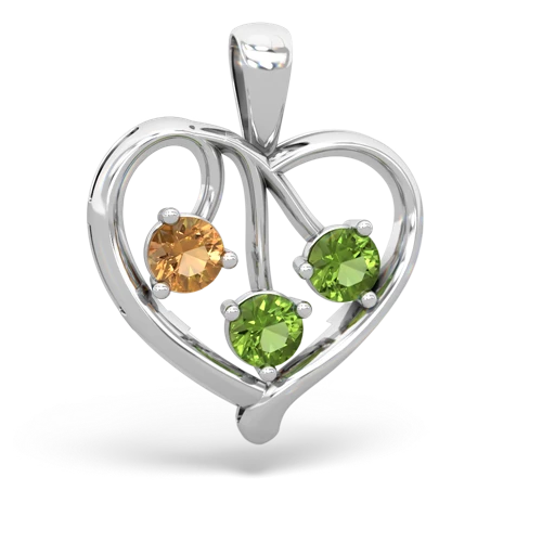 citrine-peridot love heart pendant