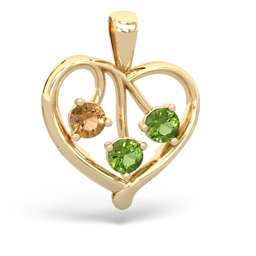 citrine-peridot love heart pendant