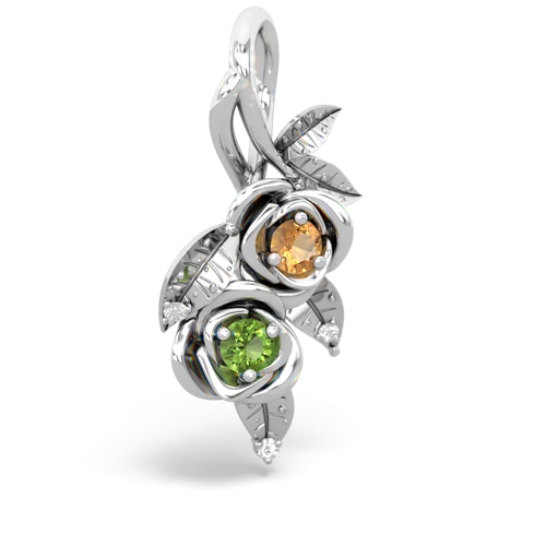 citrine-peridot rose vine pendant