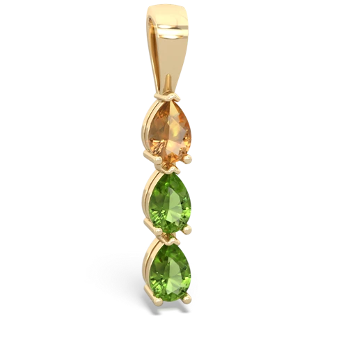 Citrine Genuine Citrine with Genuine Peridot and Lab Created Emerald Three Stone pendant Pendant