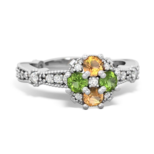 citrine-peridot art deco engagement ring