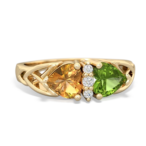 citrine-peridot celtic ring