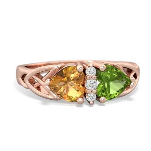 citrine-peridot celtic ring