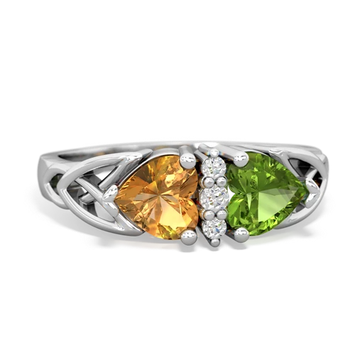 citrine-peridot celtic ring