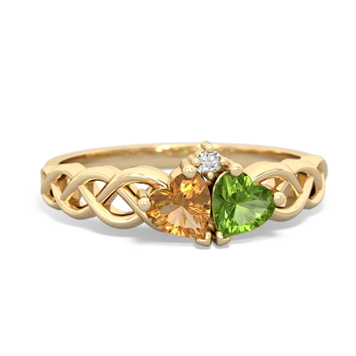 citrine-peridot celtic braid ring