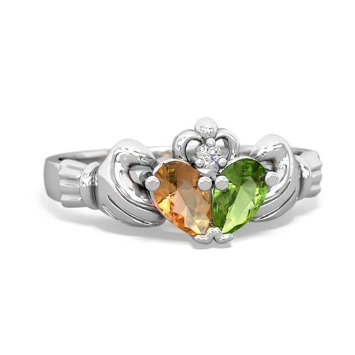 citrine-peridot claddagh ring