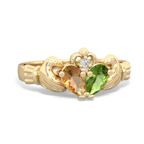 citrine-peridot claddagh ring