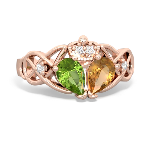 citrine-peridot claddagh ring