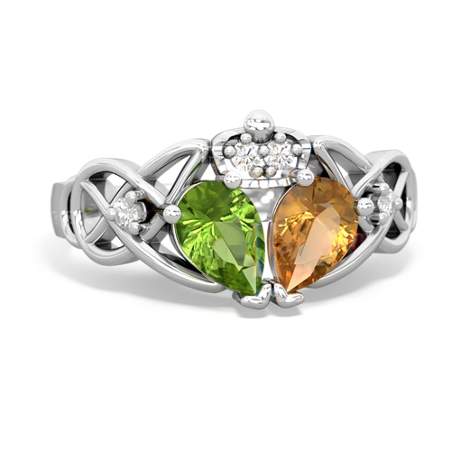 citrine-peridot claddagh ring