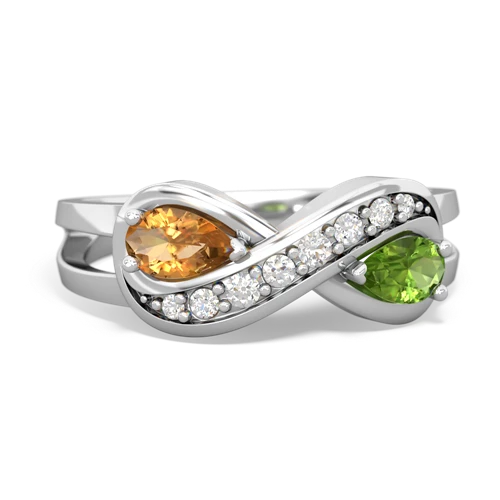 citrine-peridot diamond infinity ring