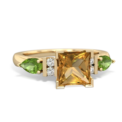 Citrine Genuine Citrine with Genuine Peridot and Lab Created Emerald Engagement ring Ring