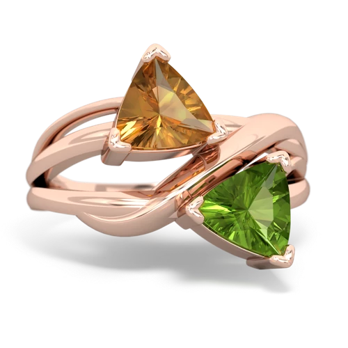 citrine-peridot filligree ring