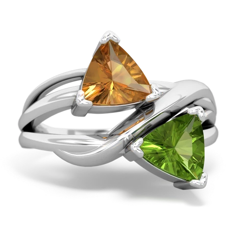 citrine-peridot filligree ring