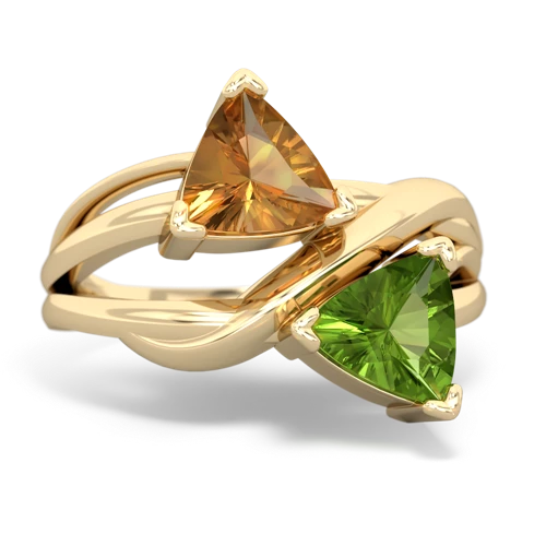 citrine-peridot filligree ring