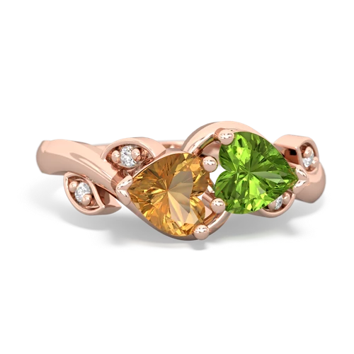 citrine-peridot floral keepsake ring