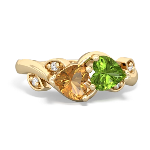 citrine-peridot floral keepsake ring