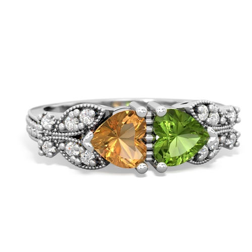 citrine-peridot keepsake butterfly ring