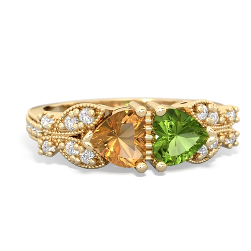 citrine-peridot keepsake butterfly ring