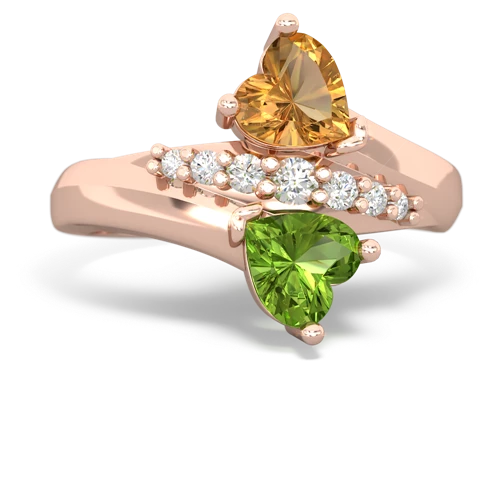 citrine-peridot modern ring