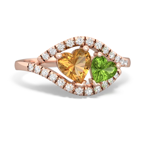 citrine-peridot mother child ring