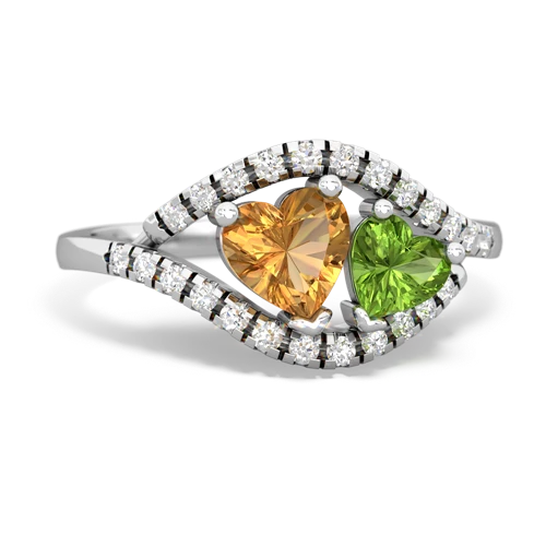 citrine-peridot mother child ring