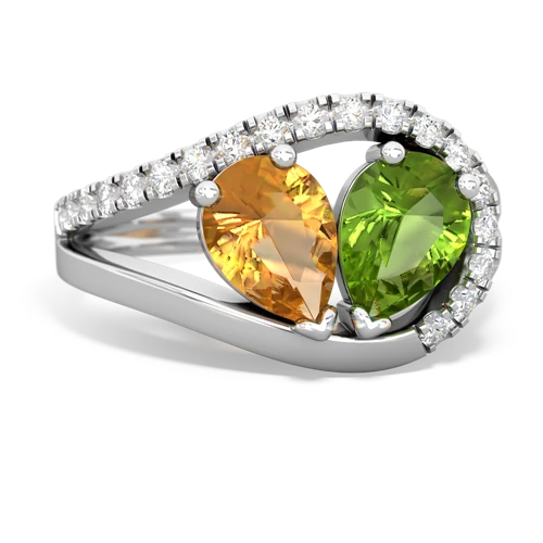 citrine-peridot pave heart ring