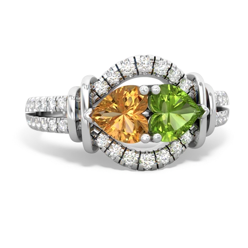 citrine-peridot pave keepsake ring