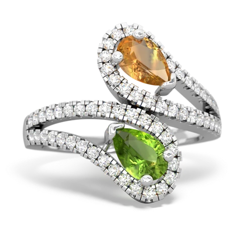 citrine-peridot pave swirls ring