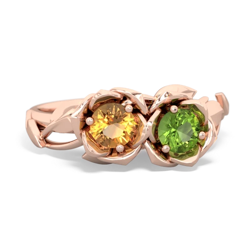 citrine-peridot roses ring