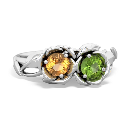 citrine-peridot roses ring