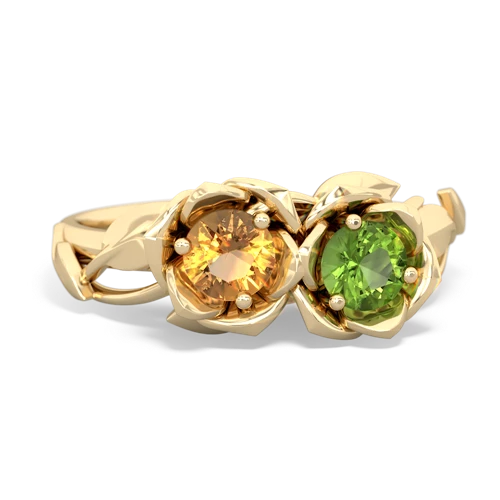 citrine-peridot roses ring