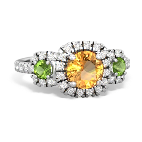 citrine-peridot three stone regal ring